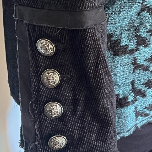 NWT🎁 Free People Better Together Blazer Women's Black & Teal Metallic Oversized - Picture 11 of 13